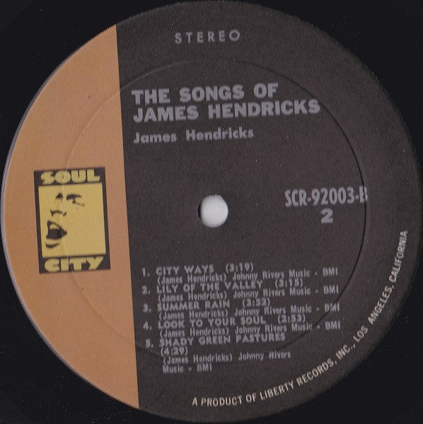 James Hendricks* : Songs Of James Hendricks (LP, Album, Res)