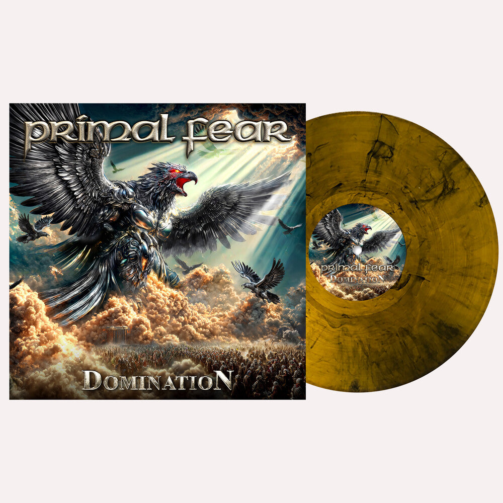the album cover for Primal Fear - Domination [2 LP Amber Wave Marbled]