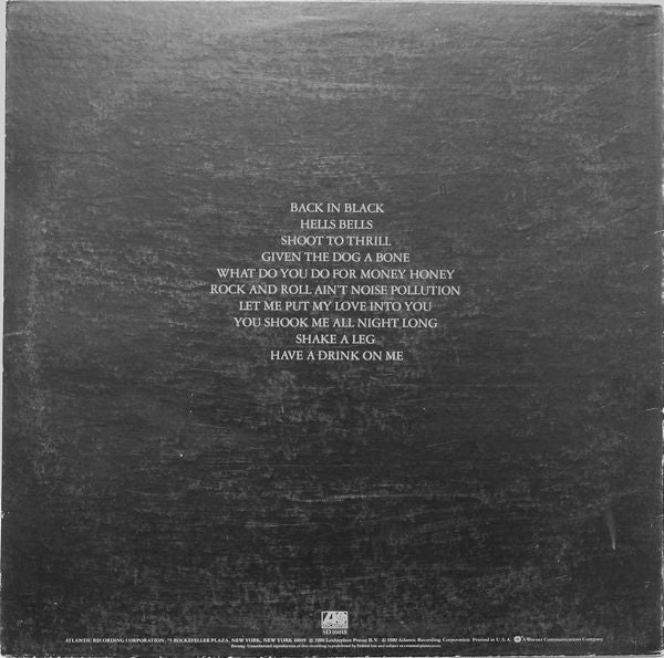AC/DC : Back In Black (LP, Album, AR,)