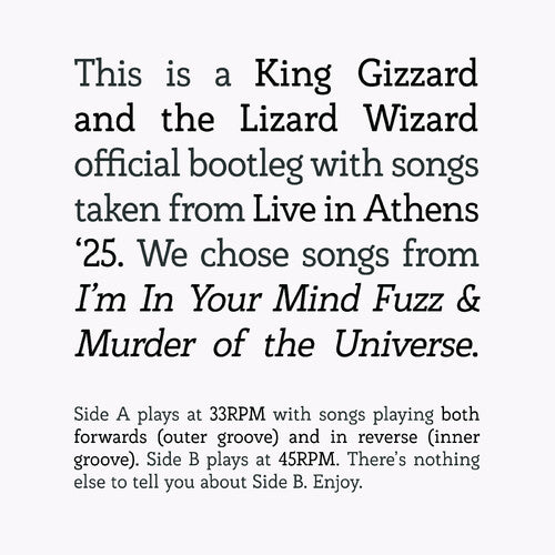 King Gizzard And The Lizard Wizard - Songs from I'm In Your Mind Fuzz & Murder of the Universe - Live in Athens '25 (Mint (M)) Rock (LP)