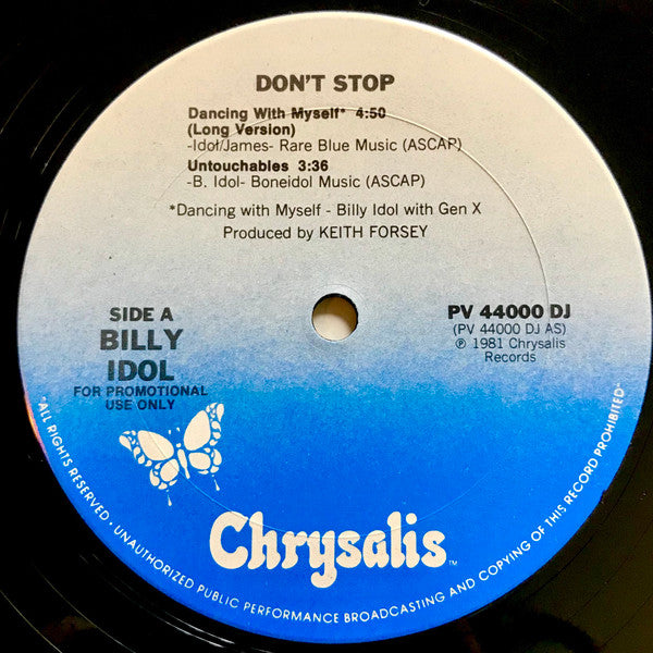 Billy Idol : Don't Stop (12", EP, Promo, Pos)