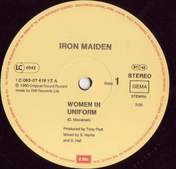 Iron Maiden : Women In Uniform (12", EP, Tex)
