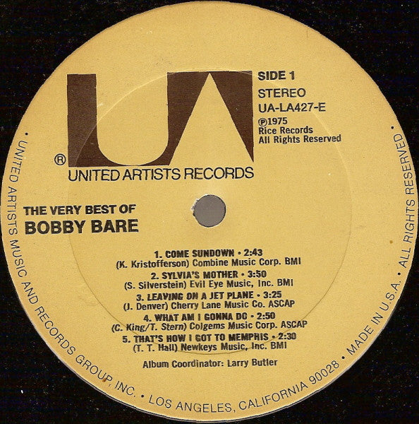 Bobby Bare : The Very Best Of Bobby Bare (LP, Comp)