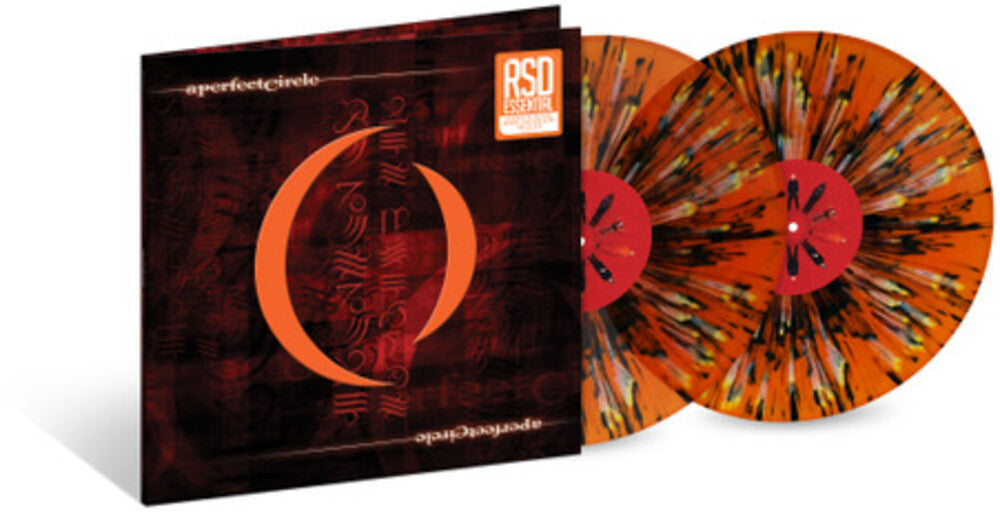 the album cover for A Perfect Circle - Mer De Noms [RSD Essentials Orange w/Black White & Yellow Splatter]