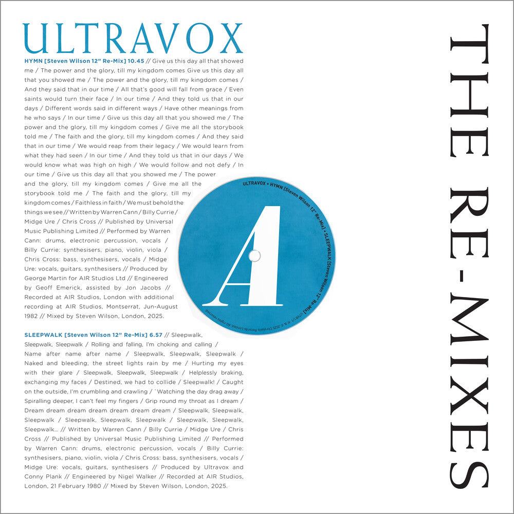 the album cover for Ultravox - Re-Mixes [RSD 2026]