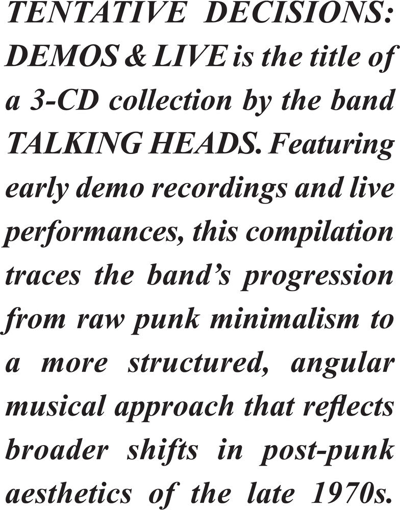 the album cover for Talking Heads - Tentative Decisions: Demos & Live (Digb)