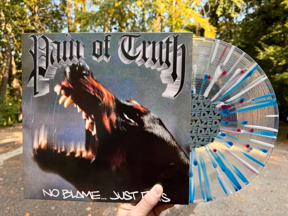 the album cover for Pain Of Truth - No Blame Just Facts - Red/Blue (Blue) [Clear Vinyl] [Limited Edition]