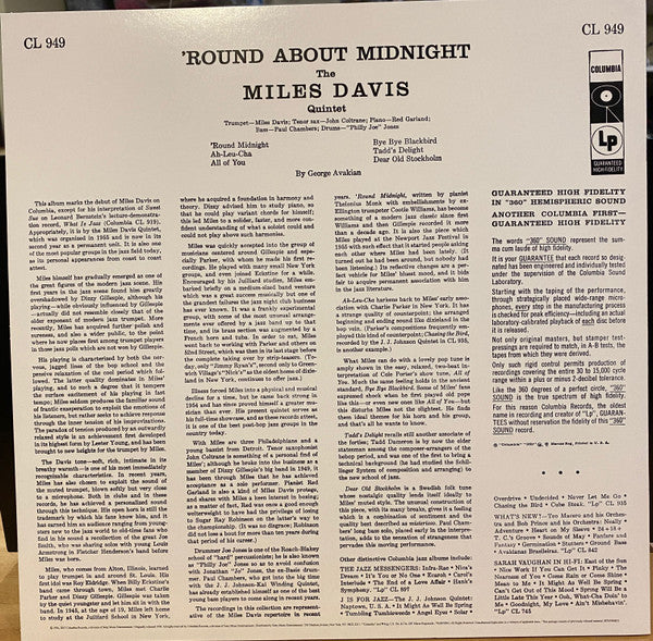 Miles Davis : 'Round About Midnight (LP, Album, Mono, RE, RM, 180)