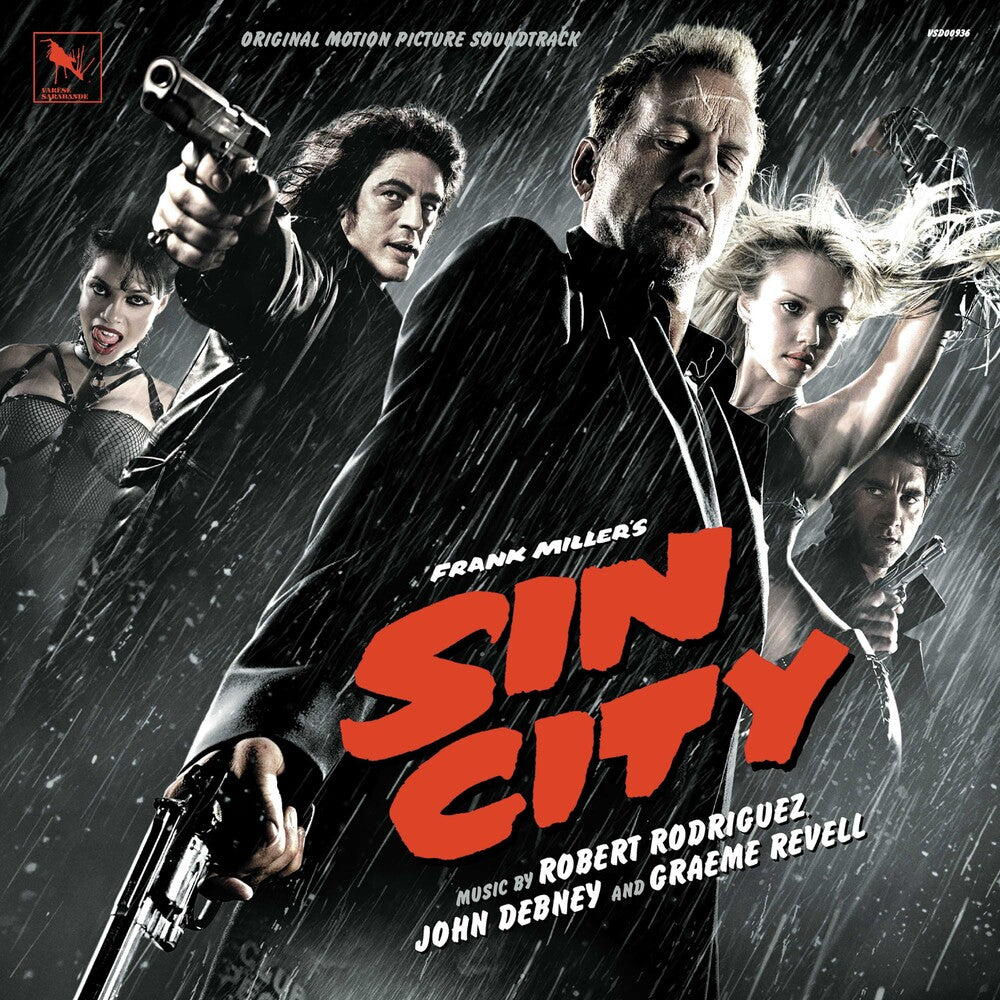 the album cover for Graeme Revell, John Debney & Robert Rodriguez - Sin City - Original Motion Picture Soundtrack [Blood Red Translucent]