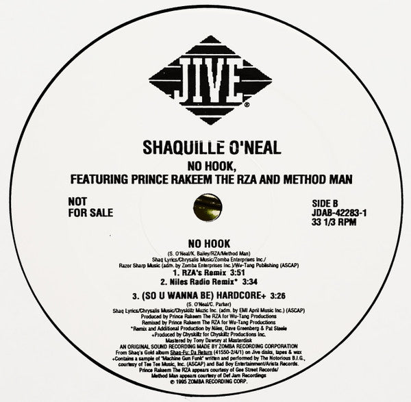 Shaquille O'Neal Feat. RZA & Method Man : No Hook (12", Promo)