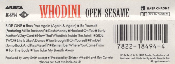 Whodini : Open Sesame (Cass, Album)