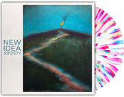 the album cover for New Idea Society - Fire On The Hill [White with Rainbow Splatter]