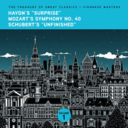 the album cover for Ljubljana Symphony Orchestra & Slovak Phil Orch - The Treasury of Great Classics - Viennese Masters - Vol. 1. Haydn's "Surprise", Mozart's Symphony No. 40 & Schubert's "Unfinishe