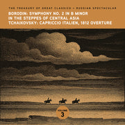 the album cover for Ljubljana Symphony Orchestra - The Treasury of Great Classics - Russian Spectacular - Vol. 3. Borodin: In the Steppes of Central Asia Symphony No. 2 & Tchaikov