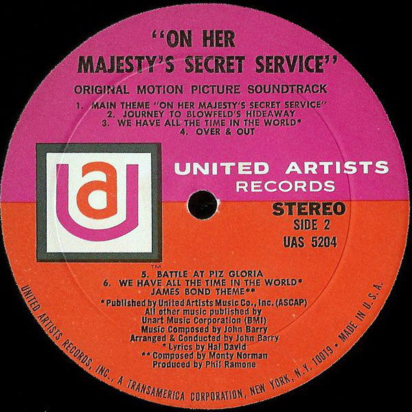 John Barry : On Her Majesty's Secret Service (Original Motion Picture Soundtrack) (LP, Album)