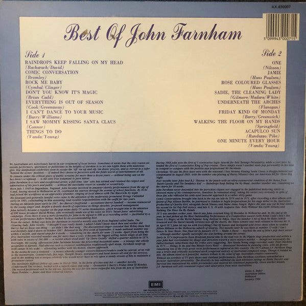 John Farnham : Best Of John Farnham (LP, Comp, RE)