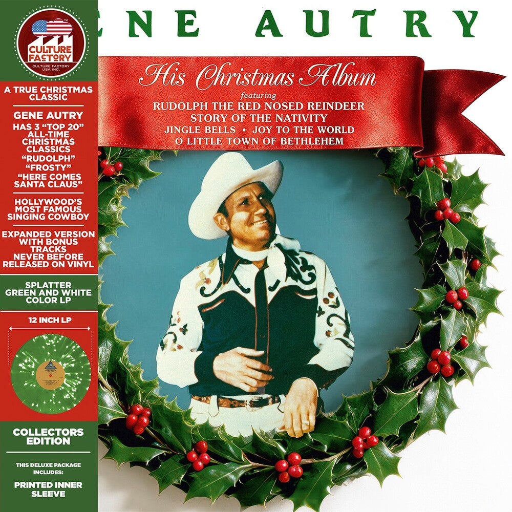 the album cover for Gene Autry - His Christmas Album (Bonus Tracks) [Colored Vinyl] [Deluxe]
