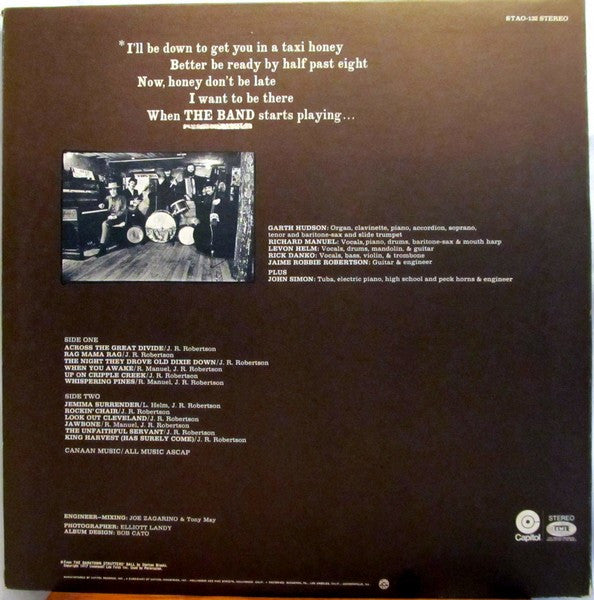 The Band : The Band (LP, Album, Jac)