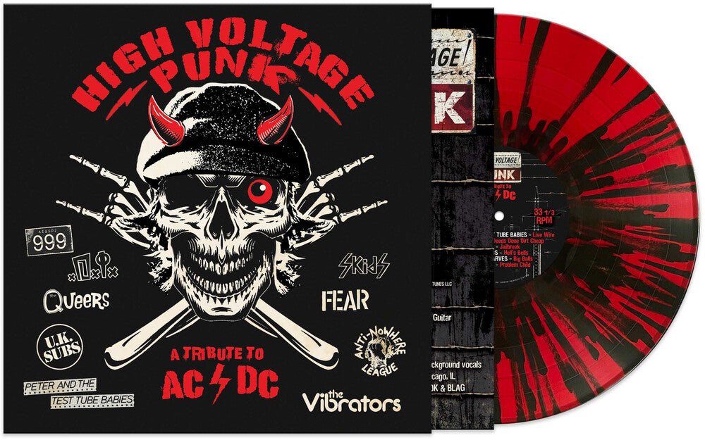 the album cover for Various Artists - HIGH VOLTAGE PUNK - A TRIBUTE TO AC/DC [Black / Red Splatter]