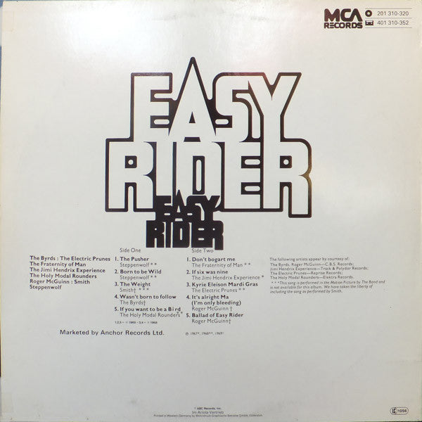 Various : Easy Rider (Songs As Performed In The Motion Picture) (LP, Comp, RP)