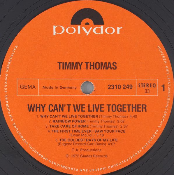 Timmy Thomas : Why Can't We Live Together (LP, Album)