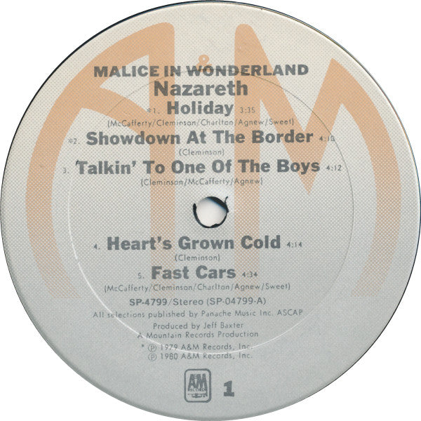 Nazareth (2) : Malice In Wonderland (LP, Album, Ter)