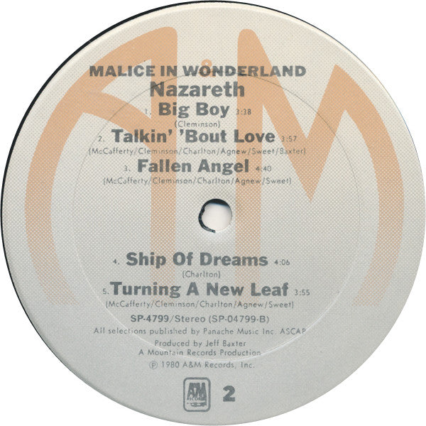 Nazareth (2) : Malice In Wonderland (LP, Album, Ter)