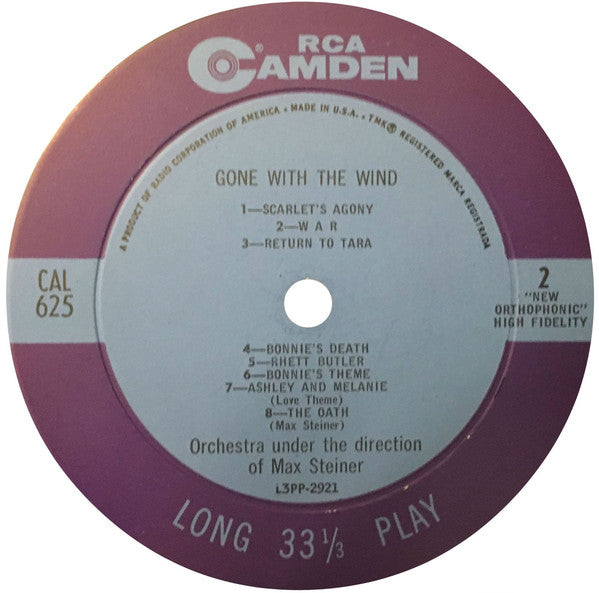 Max Steiner : Gone With The Wind - Orchestra Under The Direction Of Max Steiner (LP)