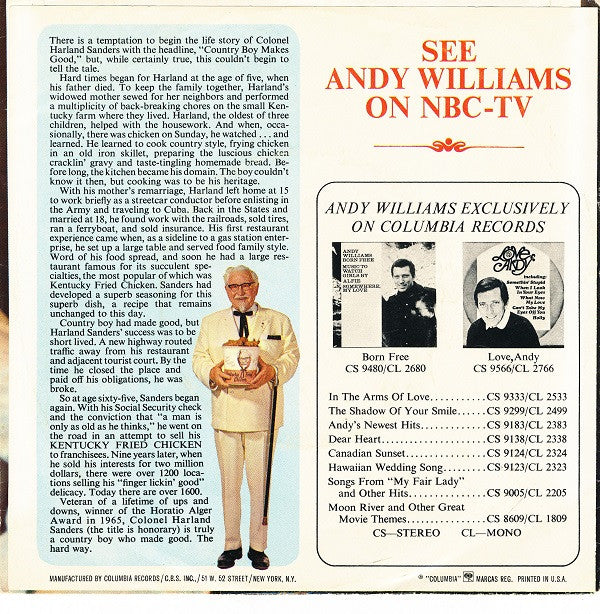 Andy Williams : Andy Williams (7", EP)