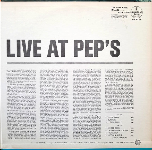 Yusef Lateef : Live At Pep's (LP, Album, Gat)