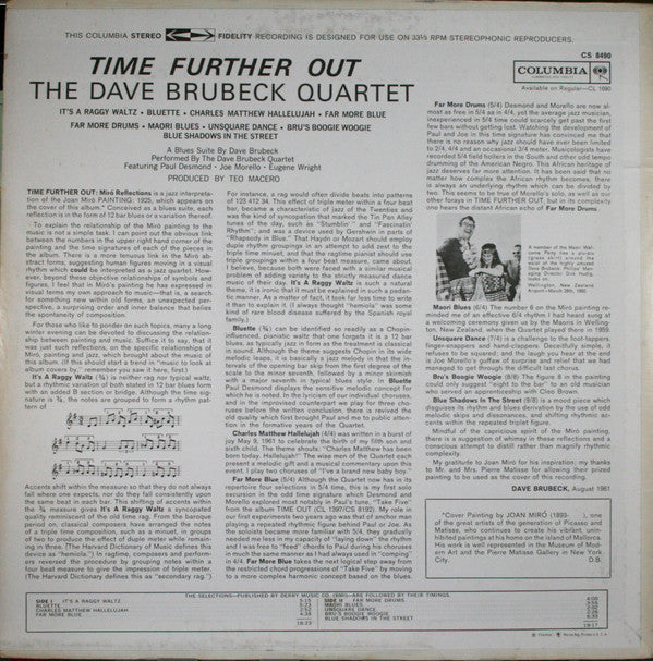 The Dave Brubeck Quartet : Time Further Out (Miro Reflections) (LP, Album, RE)