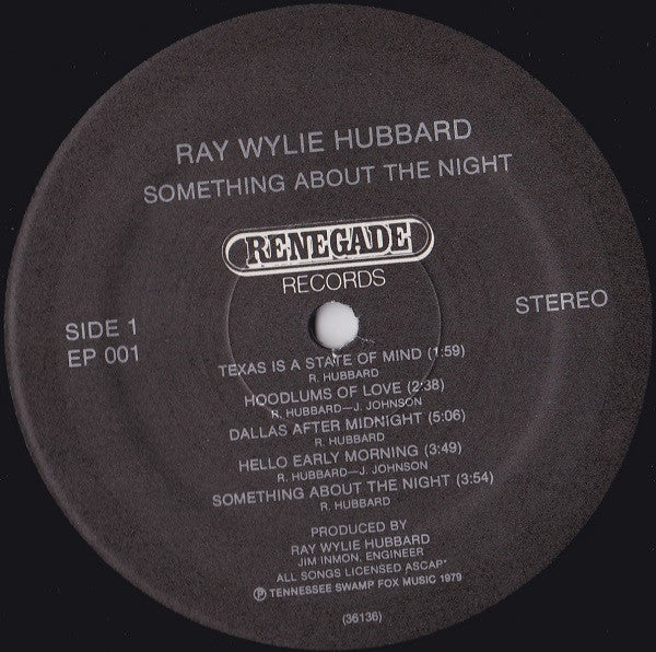 Ray Wylie Hubbard : Something About The Night (LP, Album)
