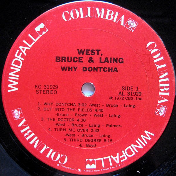 West, Bruce & Laing : Why Dontcha (LP, Album, Pit)