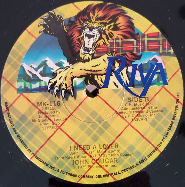 John Cougar* : I Need A Lover (12", Promo)