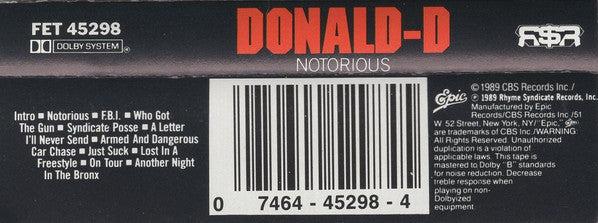 Donald-D* : Notorious (Cass, Album, Bla)