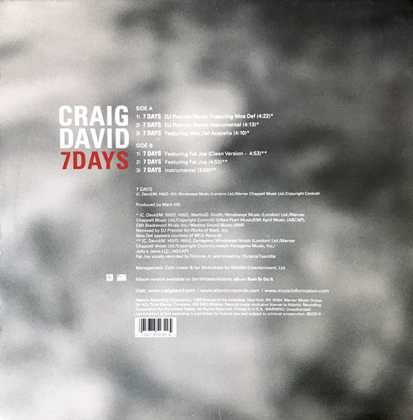 Craig David : 7 Days (12", Maxi)
