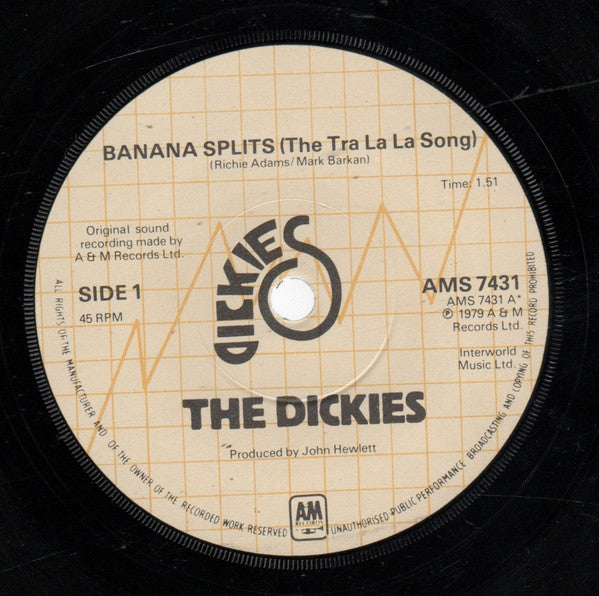 The Dickies : Banana Splits (7", Single, Sol)