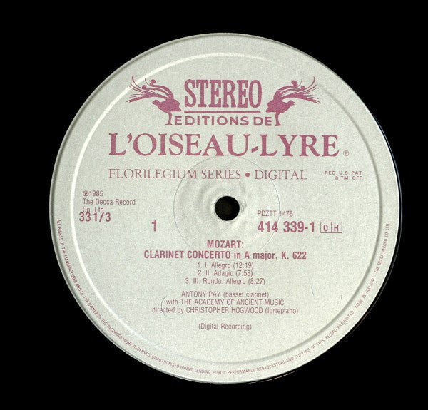 Mozart*, Christopher Hogwood, Antony Pay, Michel Piguet, The Academy Of Ancient Music : Clarinet Concerto / Oboe Concerto (LP)