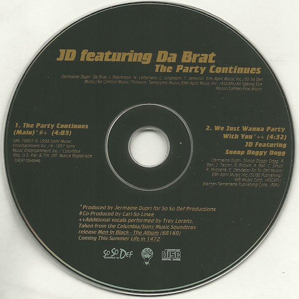 JD* & Da Brat : The Party Continues (CD, Single)