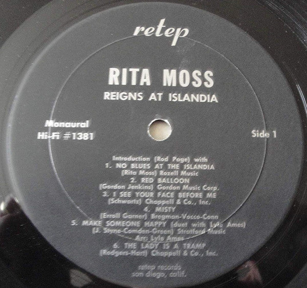 Rita Moss : Reigns At Islandia (LP, Album, Mono)