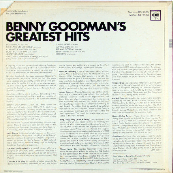 Benny Goodman : Benny Goodman's Greatest Hits (LP, Comp, RE)