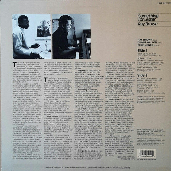 Ray Brown : Something For Lester (LP, Album, RE, RM)