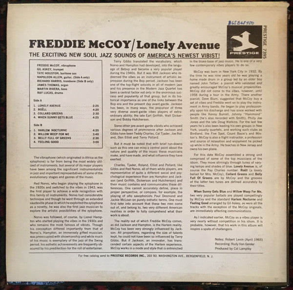 Freddie McCoy : Lonely Avenue (LP, Album)