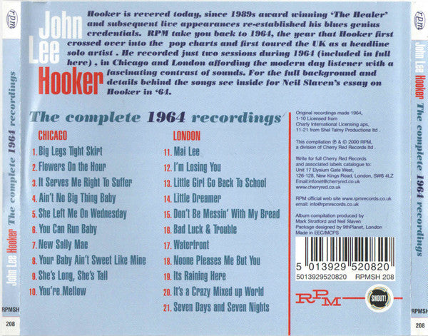John Lee Hooker : The Complete 1964 Recordings (CD, Album, Comp)