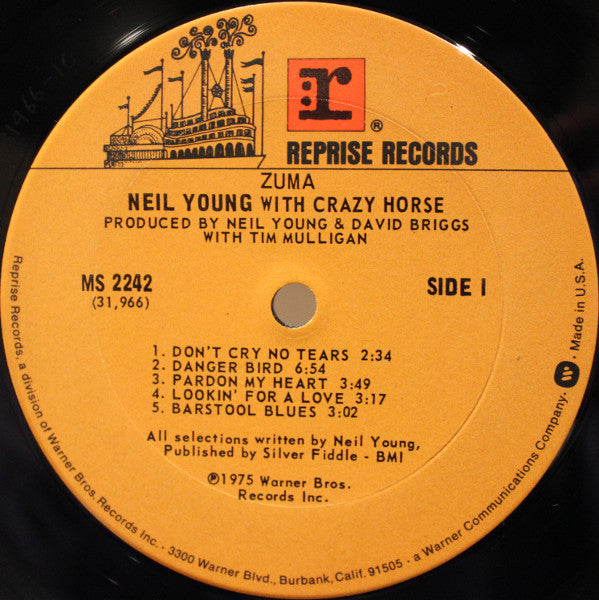 Neil Young With Crazy Horse : Zuma (LP, Album, Ter)