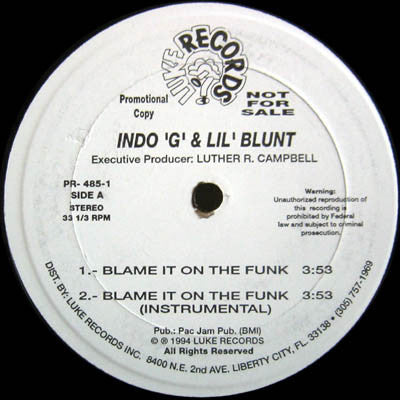 Indo G & Lil' Blunt : Blame It On The Funk (12", Promo)