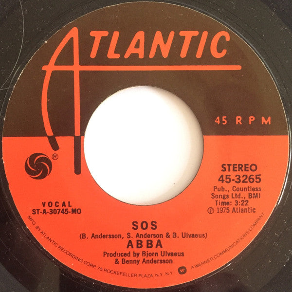 ABBA : SOS (7", Single, Styrene, Mon)