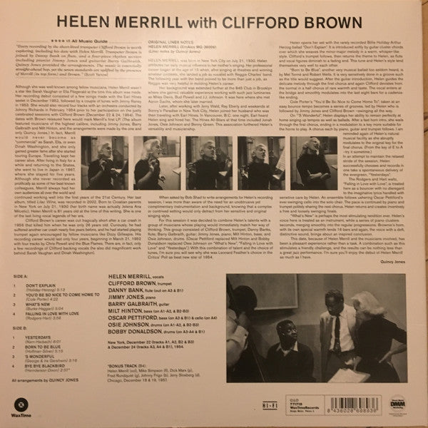 Helen Merrill With Clifford Brown : Helen Merrill (LP, Album, Mono, RE, RM, 180)