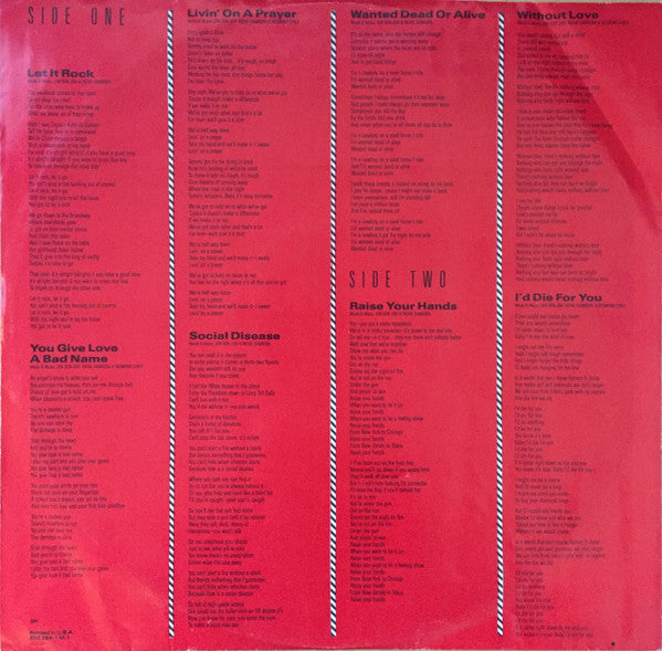 Bon Jovi : Slippery When Wet (LP, Album, 53 )