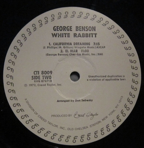 George Benson : White Rabbit (LP, Album, RE, Eur)